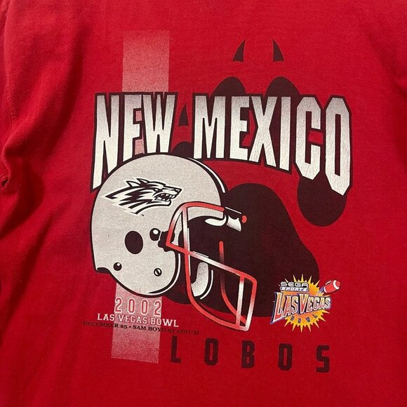 Vintage UNM‎ Lobos Football T-Shirt 2002 Las Vegas Bowl Men’s Red Long Sleeve - Picture 3 of 9